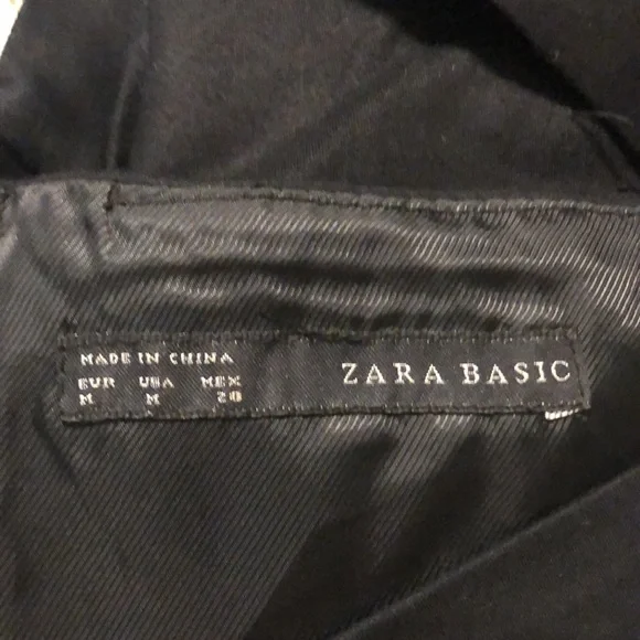 Zara Basic Black Formal Short Sleeve Fitted Midi Dress size Medium - Picture 3 of 3